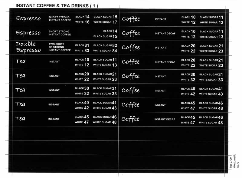 WESTOMATIC INSTANT 1 COFFEE & TEA DRINKS